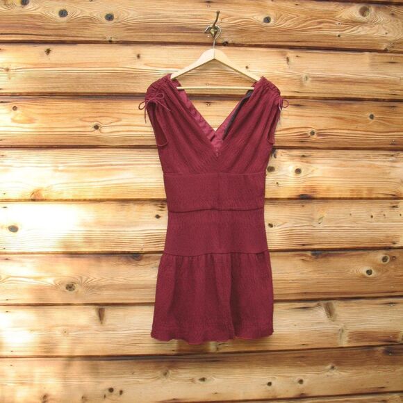 Maje Bordeaux Crepe Mini Dress - Picture 6 of 9
